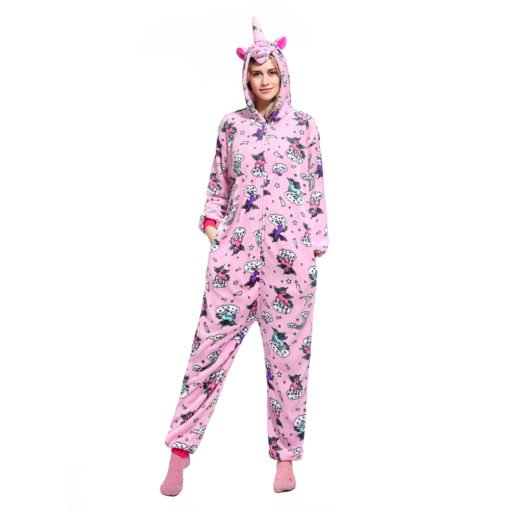 Pink Unicorn Kigurumi Onesie Pajamas Animal Costumes for Women Men