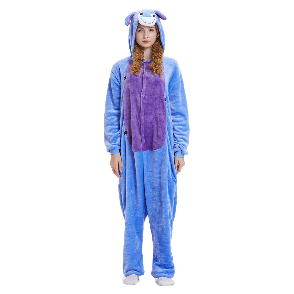 VU ROUL Halloween Costume Animal Pajamas Eeyore Onesie Adult Pajamas Blue 